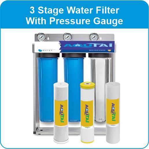 3 Stage Water Filter with Pressure Gauge